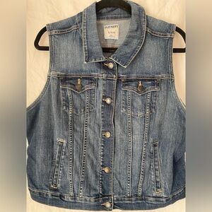 Old Navy Blue Denim Vest with Button Closure
